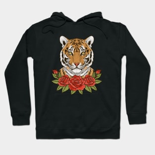 Siberian Tiger with roses Hoodie